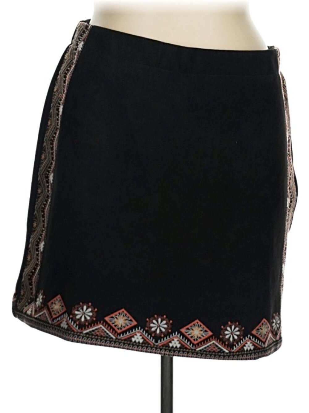 Skies Are Blue Boho Embroidered Faux Suede Skirt (Plus Size 0X)